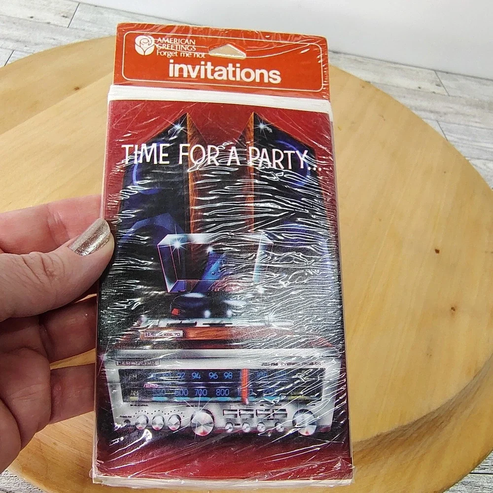 American Greetings 80s Party Invitations Retro Radio New Wave Sealed Pack of‎ 8